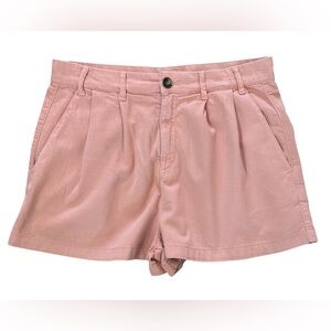 Free People Blush Pink Pleated Cotton Shorts